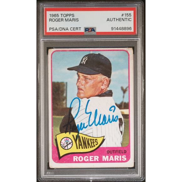 1965 Topps #155 Roger Maris Auto PSA/DNA Authentic New York Yankees - Picture 1 of 3